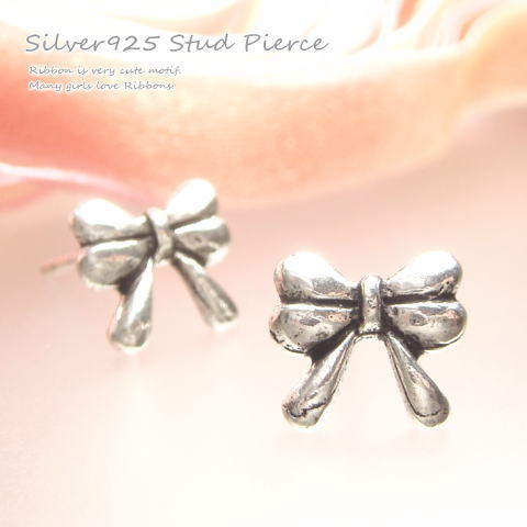 600円均一SALE★シルバーピアス チョウチョ結びのリボンのピアス a303(a-8-1) シルバー925 silver925 シルバーアクセサリー りぼん ちょうちょ結び スタッドピアス レディースピアス