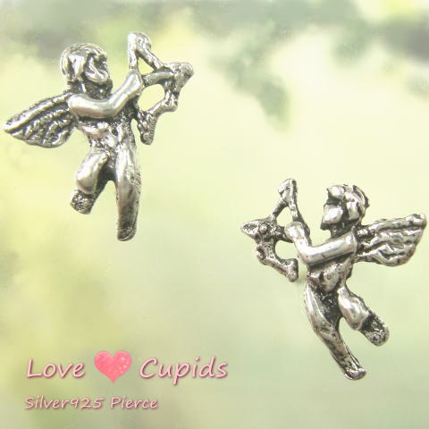 シルバーピアス 恋のキューピット ?ヨーロッパの銅像みたいな弓矢を持った天使のピアス シルバー925 silver925 シルバーアクセサリー スタッドピアス ...