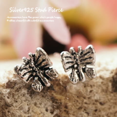 シルバーピアス 可愛い 蝶々 スタッドピアス シルバー925 silver925 シルバーアクセサリー ちょうちょう チョウ スタッドピアス レディースピアス バタフライ