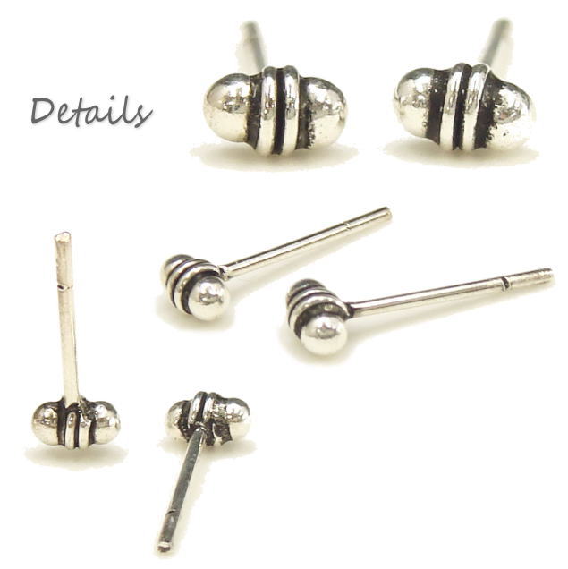 シルバーピアス ネジ？タマゴ？カプセルに模様が入ったスタッドピアス シルバー925 silver925 シルバーアクセサリー レディースピアス ハニーディッパーの商品画像 2