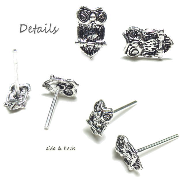 シルバーピアス ホーホー と闇夜に現るフクロウさんのピアス 動物 アニマル シルバー925 silver925 シルバーアクセサリー スタッドピアス レディースピアス ふくろう 梟の商品画像 2