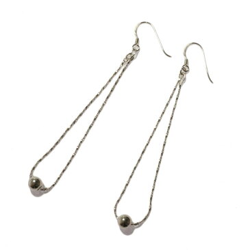 シルバー925 silver925 ピアス スエッジチェーン シャカ玉 丸球 ロング フックピアス ロングピアス