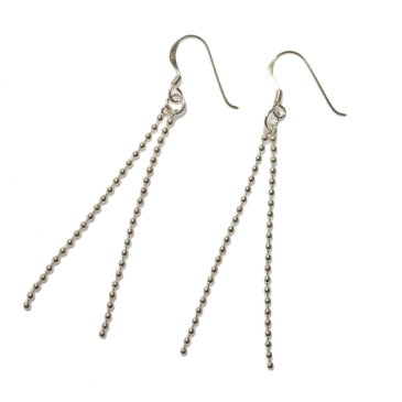 シルバー925 silver925 ピアス ボールチェーン 2連 ダブル フリンジ ショート フックピアス ロングピアス
