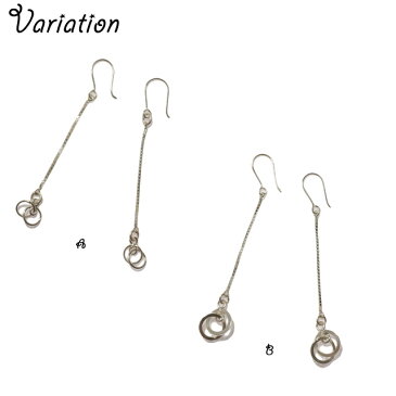 シルバー925 silver925 ピアス ベネチアンチェーン リング 2重 ダブルリング ショート フックピアス mens ロングピアス