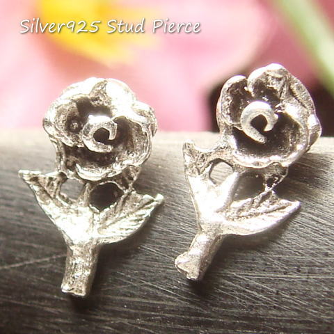 シルバーピアス 凛と咲いた バラ お花 ピアス サイズ7mmタイプ シルバー925 silver925 シルバーアクセサリー フラワースタッドピアス スタッドピアス レディースピアス