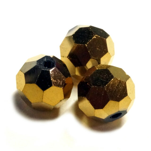 ガラスビーズ キラキラ 多面体 ゴールド 金色 3gのグラム販売(約10個入り) アクセサリーパーツ 手作り ..