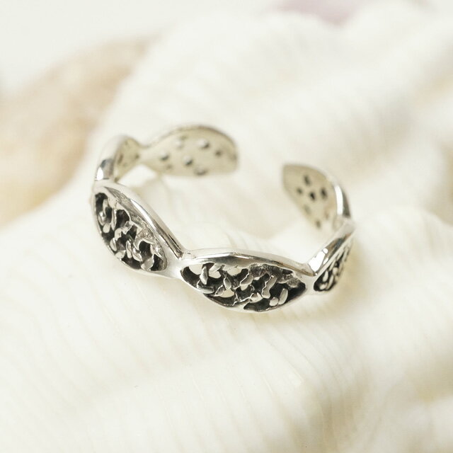 フリーサイズリング 六連編み込み模様の足指リング 網 シルバー925 silver925 シルバーアクセサリー 指輪 足指リング トゥリング トウリング ピンキ...