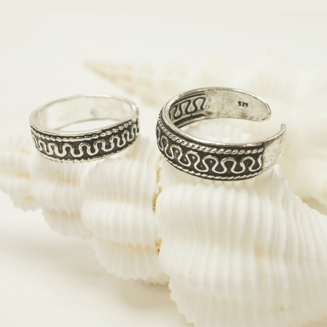 フリーサイズリング 独特なエスニックな模様がオシャレな足指リング シルバー925 silver925 シルバーアクセサリー 指輪 足指リング トゥリング トウリ...