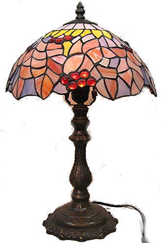 ステンドグラス ランプ　紅葉にナギットの木の実 （シェード直径30cm　高さ45cm） テーブルランプ ティファニー風
