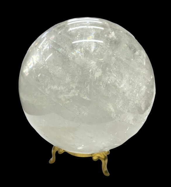 No.i00623 カルサイト球 約8cm メタル製球台付き 重さ：970g 天然石 玉 パ...