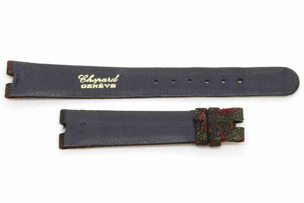 【中古】ショパール 替えベルト 純正 ハッピーダイヤ用 レッド グリーン キャンバス レザー ペイズリー柄 時計 腕時計 Watch chopard|腕時計バンド 時計バンド 交換バンド 交換ベルト 時計ベルト 腕時計ベルト ウォッチ ベルト交換 ブランド小物 ブランド ブランド腕時計