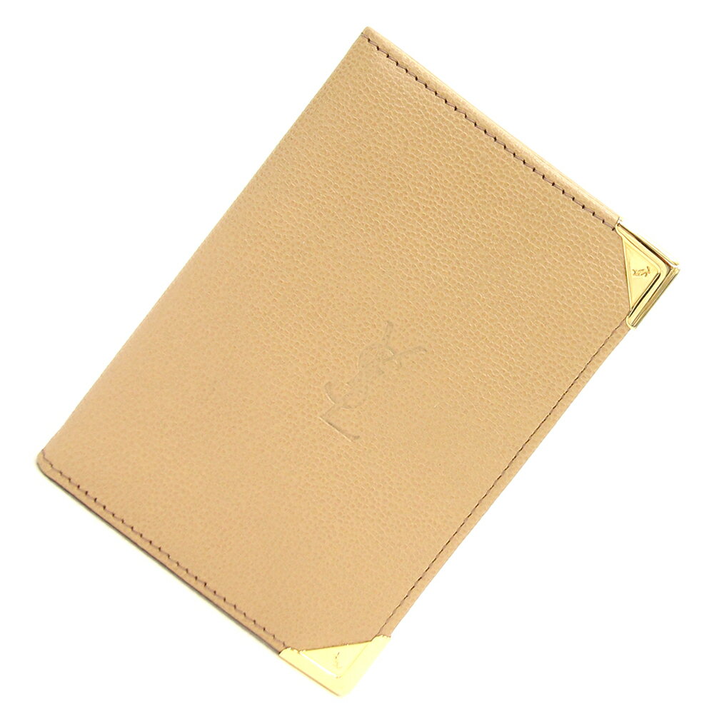 イヴサンローラン カードケース ベージュ レザー 中古 名刺入れ カードホルダー 定期入れ レディース YSL ヴィンテージ YVES SAINT LAURENT