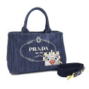 プラダ 2WAYハンドバッグ カナパ 1BG439 ブルー デニム 中古 ミニ レディース 斜め掛け ロボット PRADA