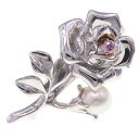 ミキモト タイタック パール ピンクストーン SV K18 中古 バラ クリスマスチャリティー ピンブローチ レディース ジュエリー MIKIMOTO