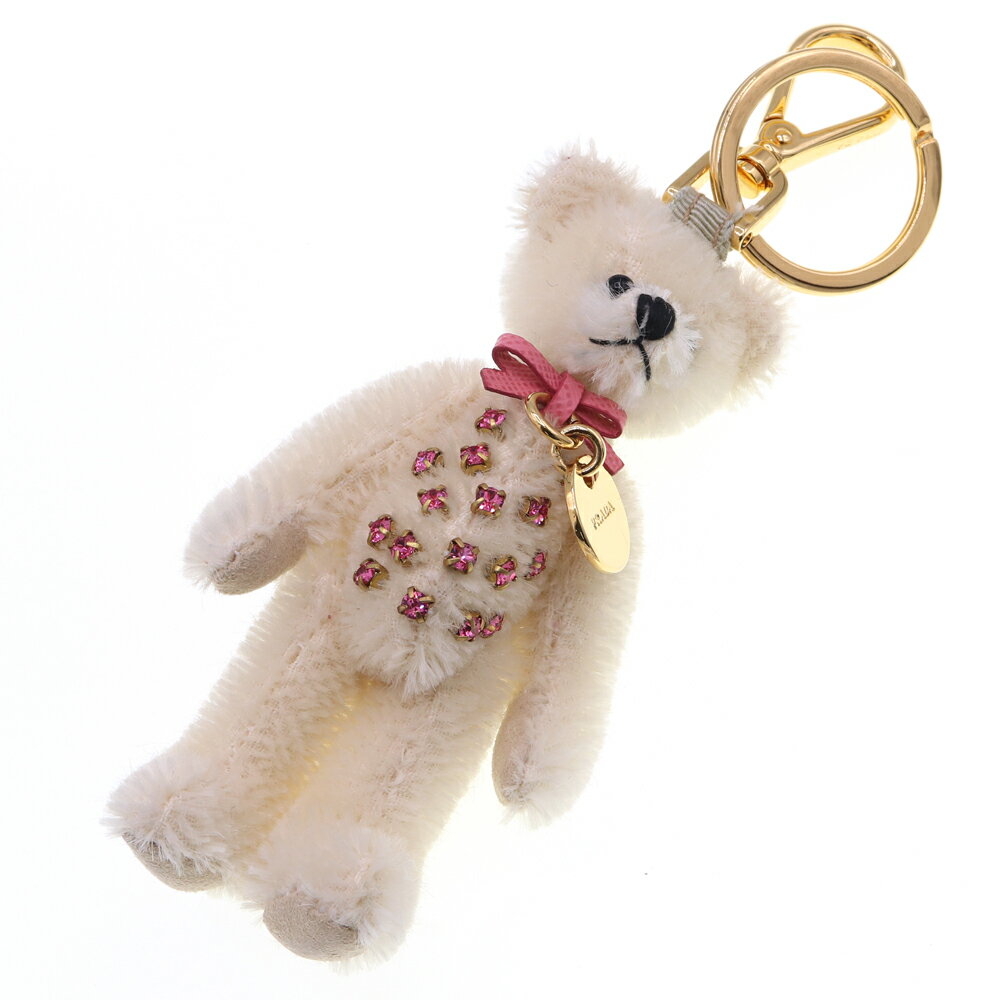 プラダ キーホルダー アイボリー ピンク 中古 バッグチャーム クマ ベア 熊 キーリング レディース PRADAのサムネイル