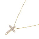 ダイヤモンド ネックレス クロス D0.30ct K18 YG 中古 ペンダント チョーカー 十字架 宝石 ジュエリー レディース 女性 Diamond