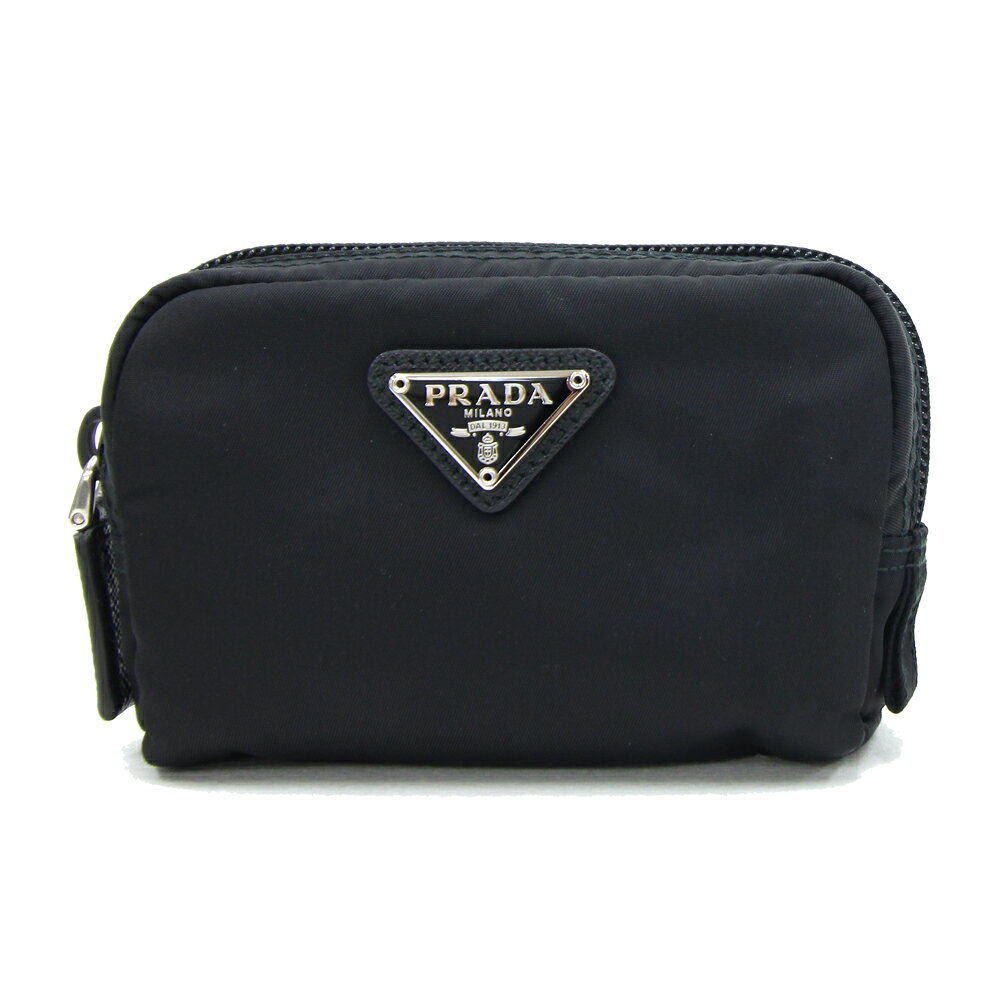 プラダ ポーチ リナイロン ブラック ナイロン 中古 小物入れ ミニ コスメポーチ 黒 三角ロゴ レディース PRADAのサムネイル