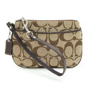 コーチ ポーチ シグネチャー ベージュ ブラウン キャンバス レザー 中古 ミニポーチ 小物入れ レディース 女性 COACH