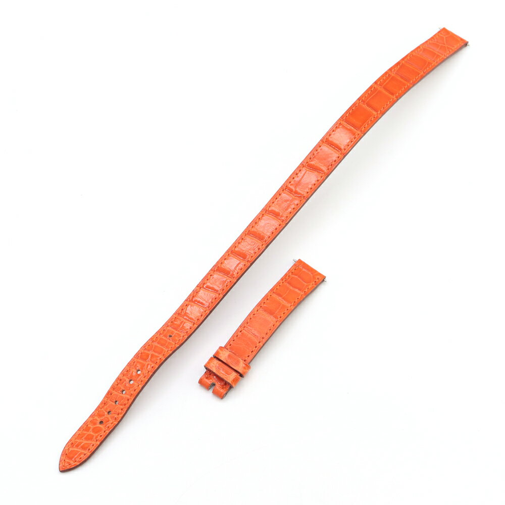 エルメス 替えベルト ドゥブルトゥール 取り付け幅14mm オレンジ アリゲーター □Q刻印 2013年製造 中古 2重巻き ベルトストラップ腕時計 時計 レディース 女性 HERMES
