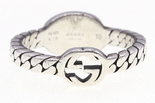 グッチ リング インターロッキング SV スターリングシルバー925 サイズ10 中古 指輪 アクセサリー レディース 女性 GUCCI