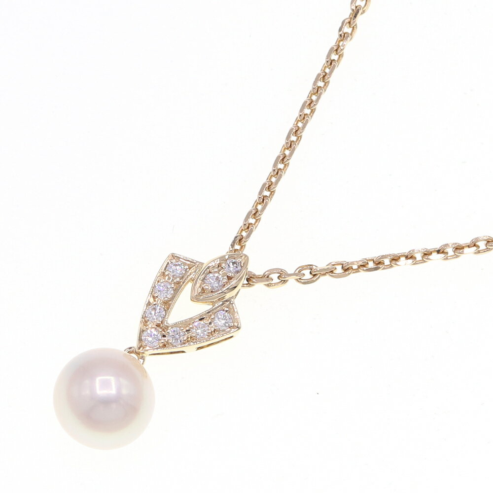 ミキモト ネックレス パール8.2mm ダイヤモンド K18 750 YG 中古 アクセサリー 宝石 ジュエリー パール レディース 女性 真珠 MIKIMOTO