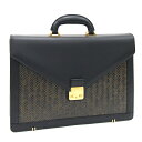 公長斎小菅 ブリーフケース ブラック ゴールド金具 レザー バンブー 中古 書類かばん ビジネス 竹 スーツ メンズ 男性 KOHCHOSAI KOSUGA