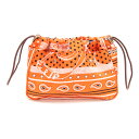 エルメス ポーチ フールビ20 オレンジ シルク100% 中古 バックインバッグ レディース ペイズリー柄 バンダナ HERMES