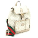グッチ バックパック インターロッキングG 674147 ベージュ アイボリー PVC レザー 中古 リュック GGスプリーム レディース GUCCI