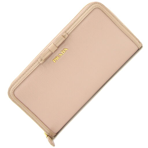 プラダ ラウンドファスナー長財布 1ML506 ベージュ レザー 中古 ロングウォレット 財布 リボン ロゴ レディース PRADA プラダ ラウンドファスナー長財布 1ML506 ベージュ レザー 中古 ロングウォレット 財布 リボン ロゴ レディース PRADA