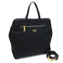 プラダ 2WAYハンドバッグ BN2282 ブラック ナイロン レザー 中古 ショルダーバッグ 斜め掛け ロゴ レディース PRADA