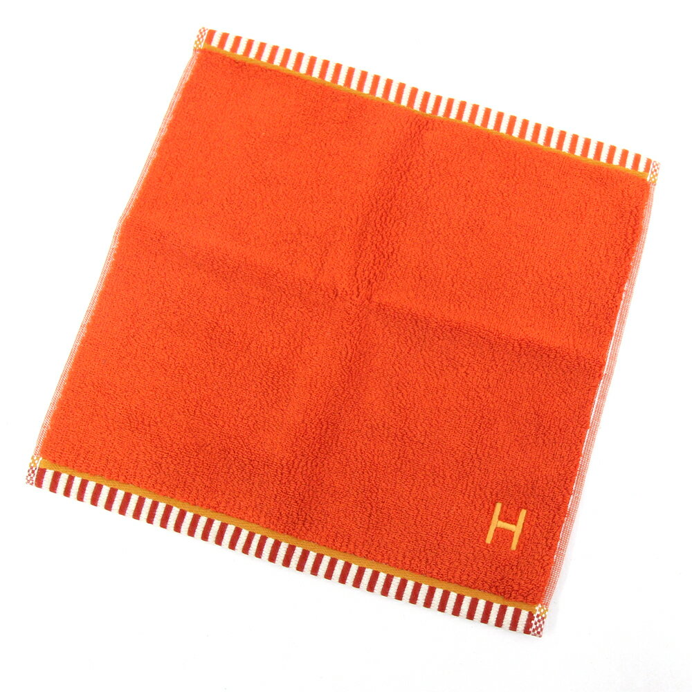 エルメス ハンドタオル カレ タオル ヴィス ヴェルサ H103847M テラコッタ タン コットン100% 新品 未使用 Hロゴ レディース HERMES