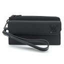 ルイヴィトン L字ファスナー長財布 LVアロエグラム ジッピーウォレット ノワール 中古 ハンドストラップ付 ロングウォレット LVロゴ クラッチバッグ メンズ...
