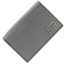 フェンディ 名刺入れ 7M0222 メタリックダークグレー レザー 中古 カードケース パスケース ビジネス メンズ レディース FENDI