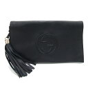 グッチ クラッチバッグ ソーホー 336753 ブラック レザー 中古 タッセル GG ロゴ フリンジ レディース GUCCI