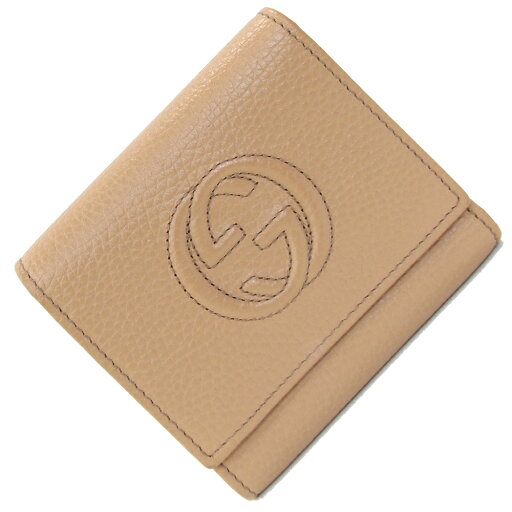 グッチ 三つ折り財布 ソーホー 598207 ベージュ レザー 中古 コンパクトウォレット GGロゴ ステッチ レディース GUCCI グッチ 三つ折り財布 ソーホー 598207 ベージュ レザー 中古 コンパクトウォレット GGロゴ ステッチ レディース GUCCI