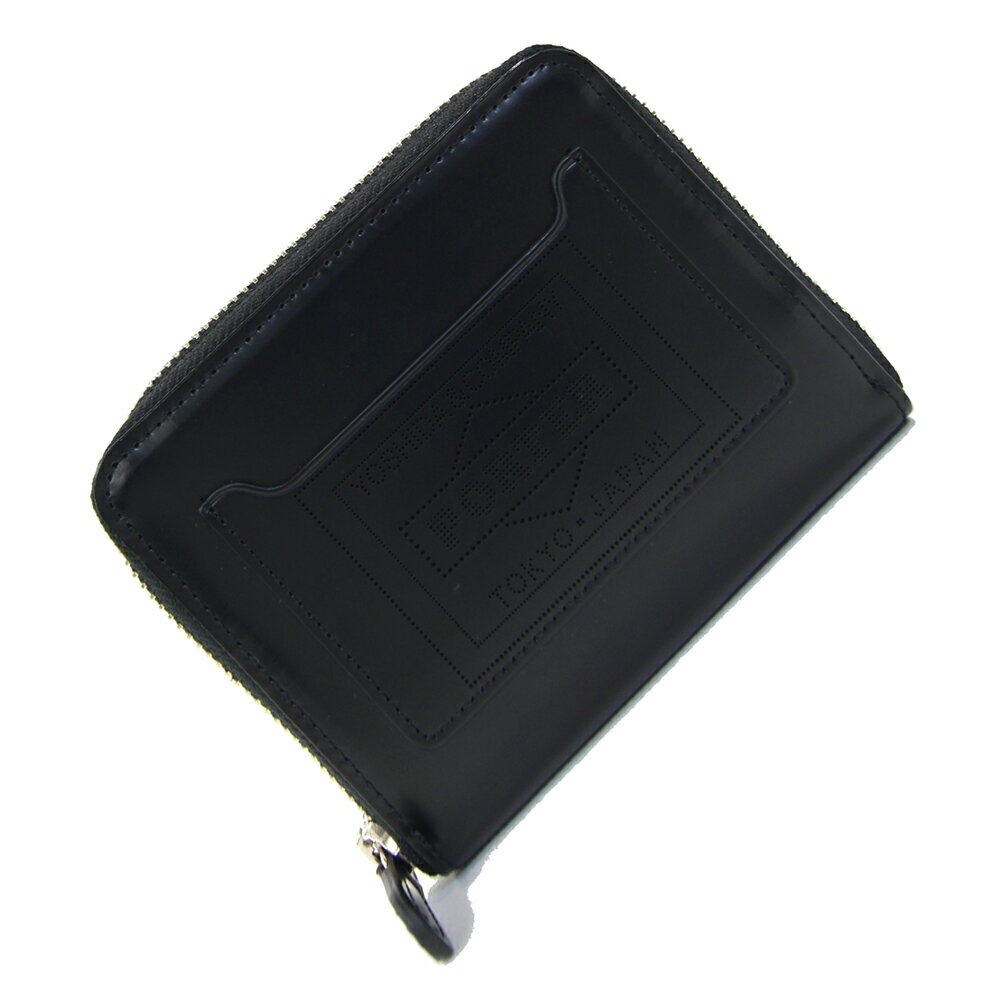 ポーター ラウンドファスナー財布 ブライト スター 381-02960 ブラック オレンジ レザー 中古 コンパクトウォレット 二つ折り財布 メンズ スター 星 PORTER