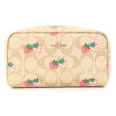 コーチ ポーチ CB604 ベージュ PVC レザー 中古 コスメ メイクポーチ イチゴ 小物入れ レディース COACH