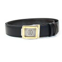 カルティエ ベルト サントス L5000067 ブラック ダークブラウン レザー 中古 メンズ 男性 スーツ ビジネス Cartier