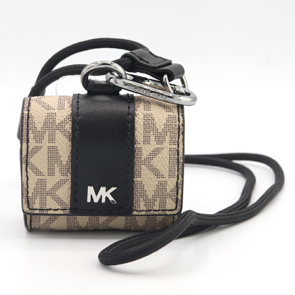 マイケルコース イヤホンケース エアーポッズプロケース 36F2LGFL0B ベージュ ブラック PVC レザー 中古 AirPods ワイヤレスイヤホン MK...