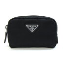 プラダ ポーチ 1NA339 ブラック ナイロン レザー 中古 ミニポーチ 小物入れ ロゴ レディース メンズ PRADA