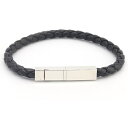 ボッテガヴェネタ ブレスレット 732416 ブラック シルバー金具 SV スターリングシルバー925 レザー サイズXS 中古 腕輪 バングル アクセサリー ...