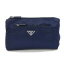プラダ ポーチ 1NA002 ネイビー ナイロン 中古 メイクポーチ コスメポーチ 小物入れ レディース メンズ PRADA