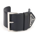 プラダ バングル 1IB404 ブラック レザー 中古 ブレスレット ベルト トライアングルロゴ 上腕 アームバングル PRADA(4)