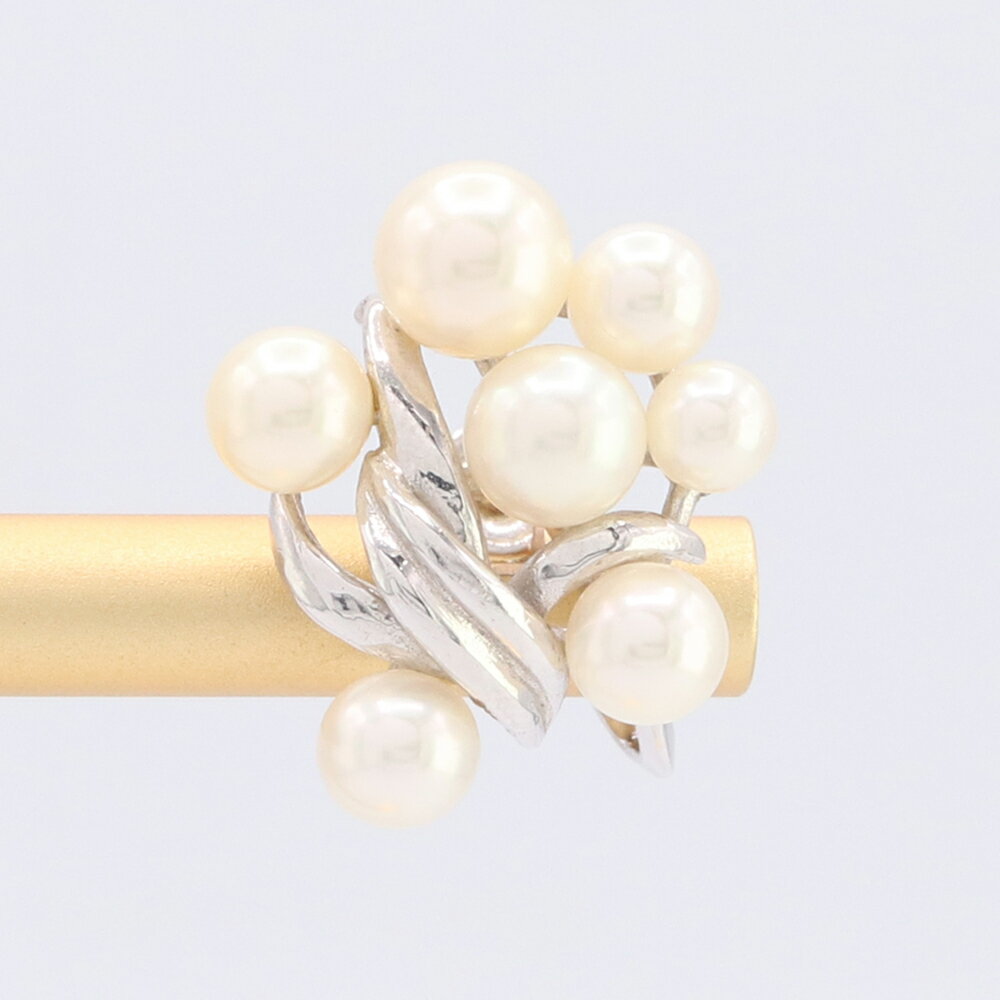 ミキモト 片耳イヤリング 7Pパール K14 WG 中古 真珠 ジュエリー 宝石 アクセサリー レディース オールド ヴィンテージ MIKIMOTO