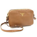プラダ ショルダーバッグ 1BH079 ブラウン レザー 中古 斜め掛け カメラバッグ ロゴ レディース PRADA