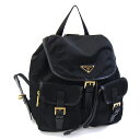 プラダ バックパック BZ0030 ブラック ゴールド金具 ナイロン レザー 中古 リュック 三角ロゴ 鞄 レディース PRADA