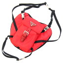 プラダ ドッグハーネス Re-Nylon バックパックハーネス 2YX003 レッド ナイロン レザー 中古 犬用 ペット用品 ロゴ PRADA