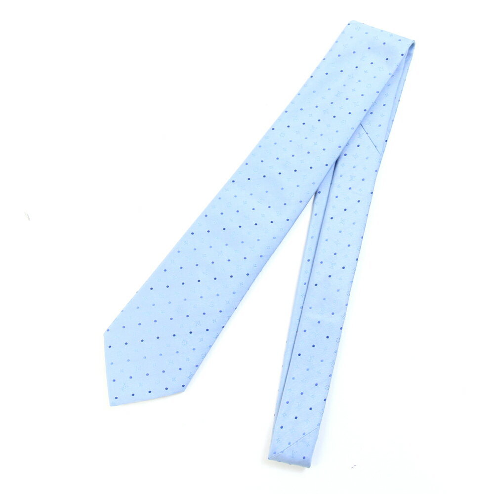 ルイヴィトン ネクタイ M73191 ライトブルー シルク100％ 中古 スーツ ビジネス フォーマル ドット LVロゴ メンズ 男性 クラヴァット LOUIS VUITTON