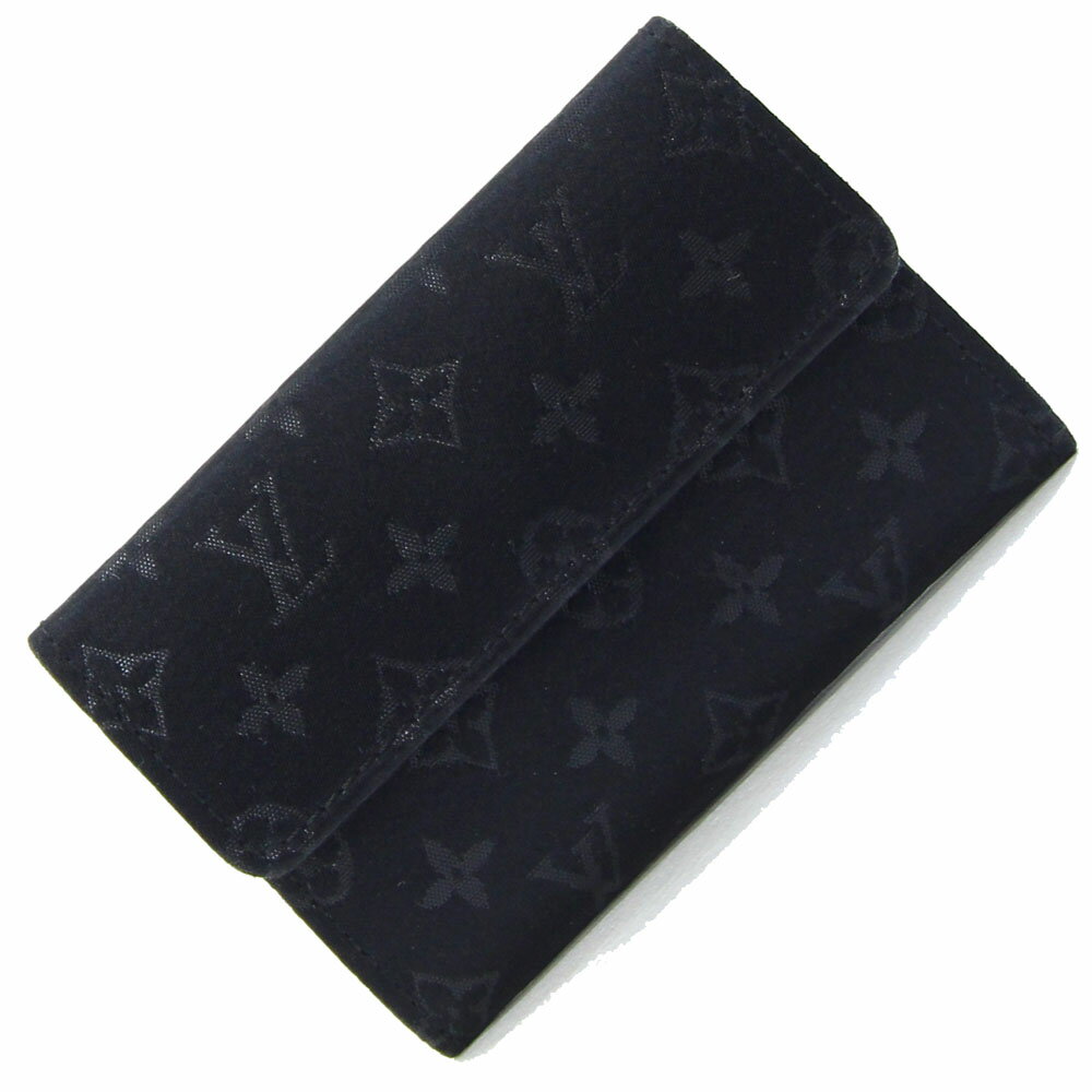 ルイヴィトン コインケース モノグラム サテン ポルトモネ サテン M92137 ノワール 中古 小銭入れ ミニ財布 カードケース ブラック LOUIS VUITTON