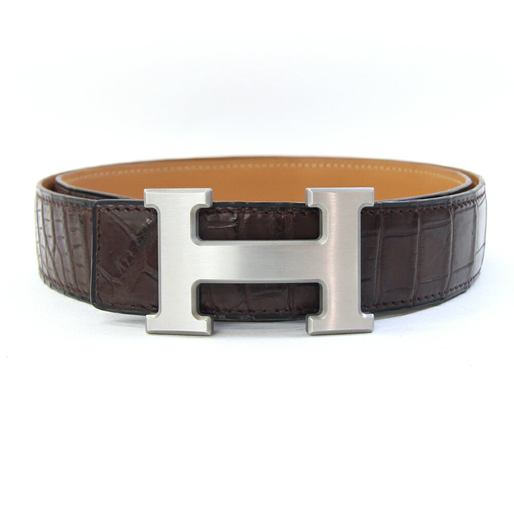 【中古】 エルメス ベルト コンスタンスHベルト ダークブラウン クロコダイル ポロサス マット □C刻印 1999年製造 85cm 中古 エキゾチックレザー ビジネス フォーマル Hロゴ Hバックル メンズ HERMES | エルメスベルトメンズ Hベルト クロコダイルベルト レザーベルト